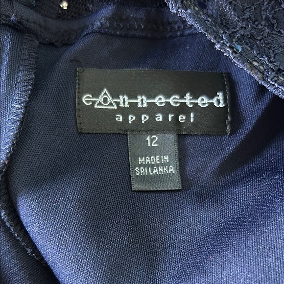 Elegant Navy Blue Lace Dress Size 12 - Picture 9 of 10